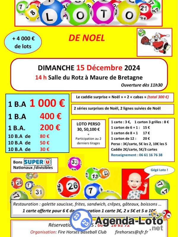 Super loto du Fire Horses Baseball Club anim Gégé loto