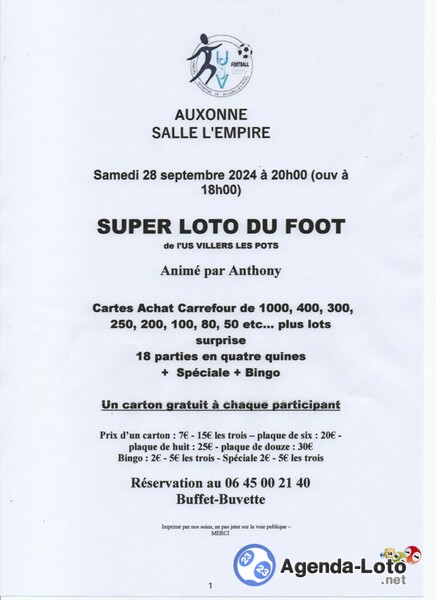 Super loto du foot de Villers les Pots