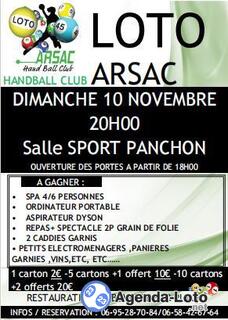 Photo du loto Super loto du handball club arsac