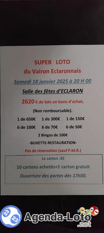 Super loto du vairon Eclaronnais