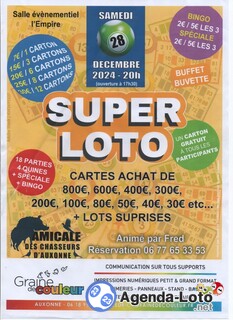 Photo du loto Super Loto de fin d'année Amicale des chasseurs d'Auxonne