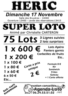 Super Loto à Héric - Dimanche 17 novembre à midi