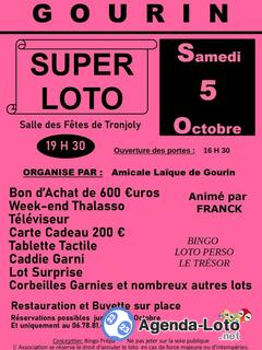 Photo du loto SUPER LOTO de l'Amicale Laïque de Gourin