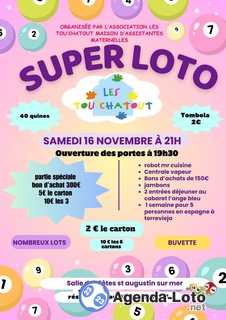 Photo du loto Super loto pour l’association les Tou’chatout