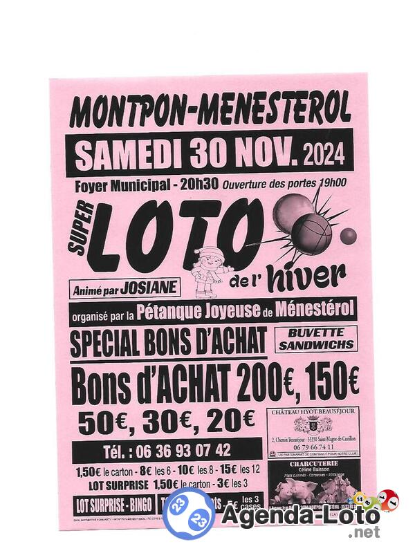 Super loto de l'hiver de La Pétanque Joyeuse