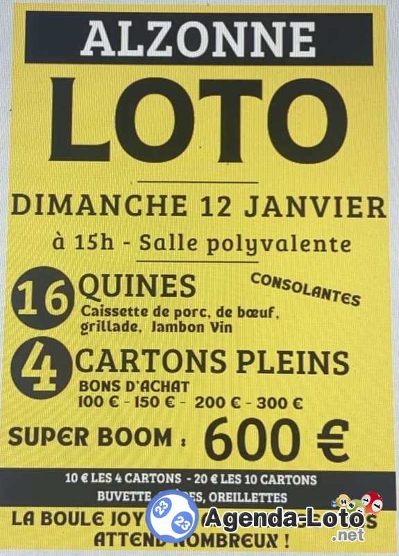 SUPER LOTO de la boule joyeuse Alzonnaise