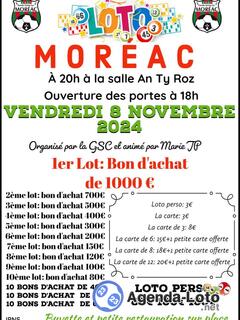 Photo du loto SUPER LOTO de la GSC Moréac le Vendredi 8 Novembre 2024