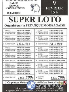 Photo du loto Super loto de la petanque moissagaise