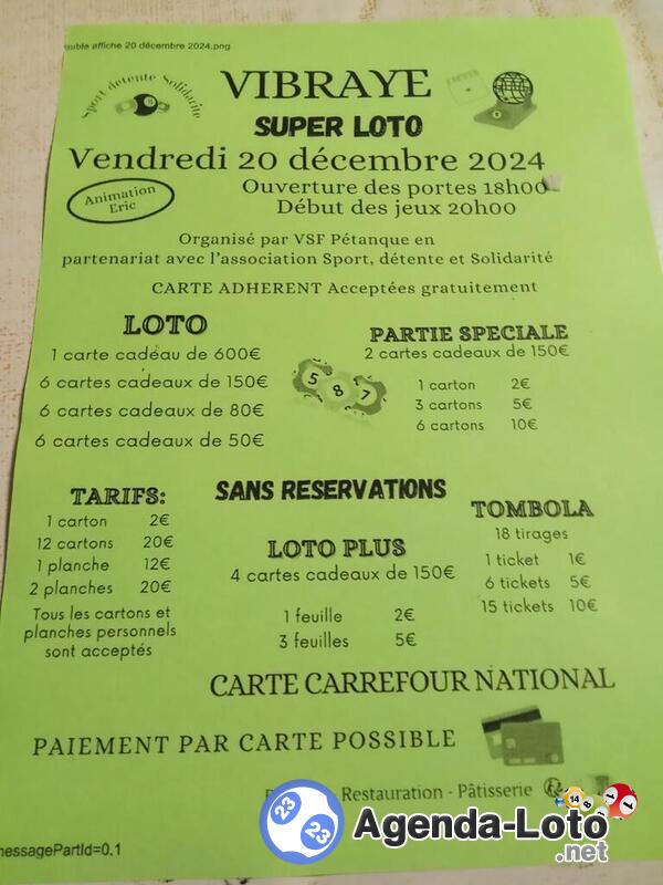 super loto org AFN.UNC.SDF section vibraye et S.D.S ani ERIC