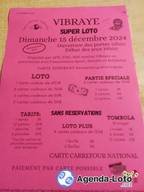 super loto org AFN.UNC.SDF section vibraye et S.D.S ani ERIC