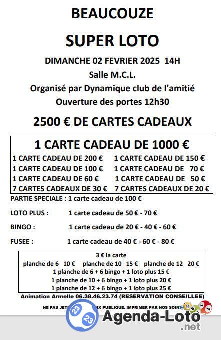 Super loto organisé par dynamique club de beaucouze