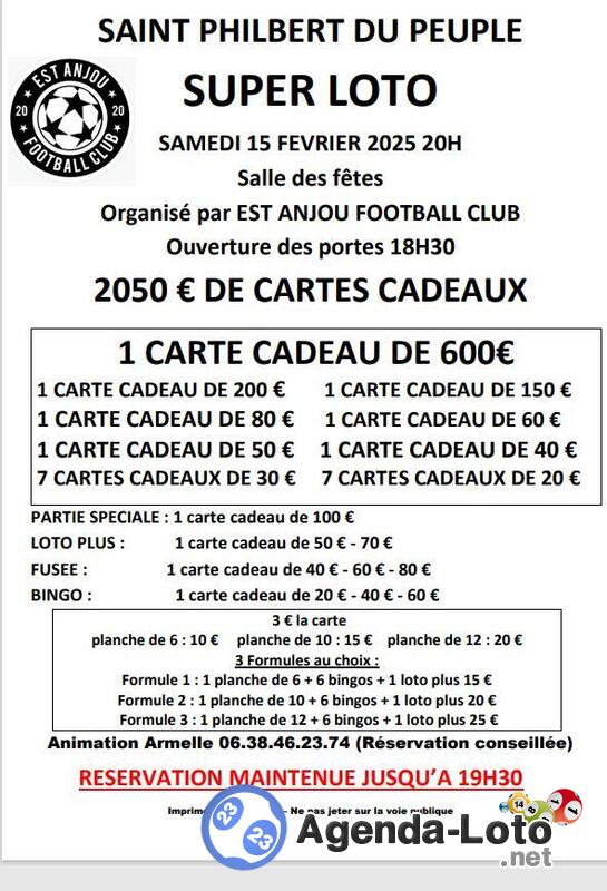 Super loto organisé par EST ANJOU CLUB FOOTBALL