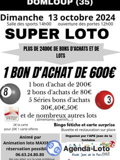 Photo du loto Super loto organisé par l'APE jean de la fontaine