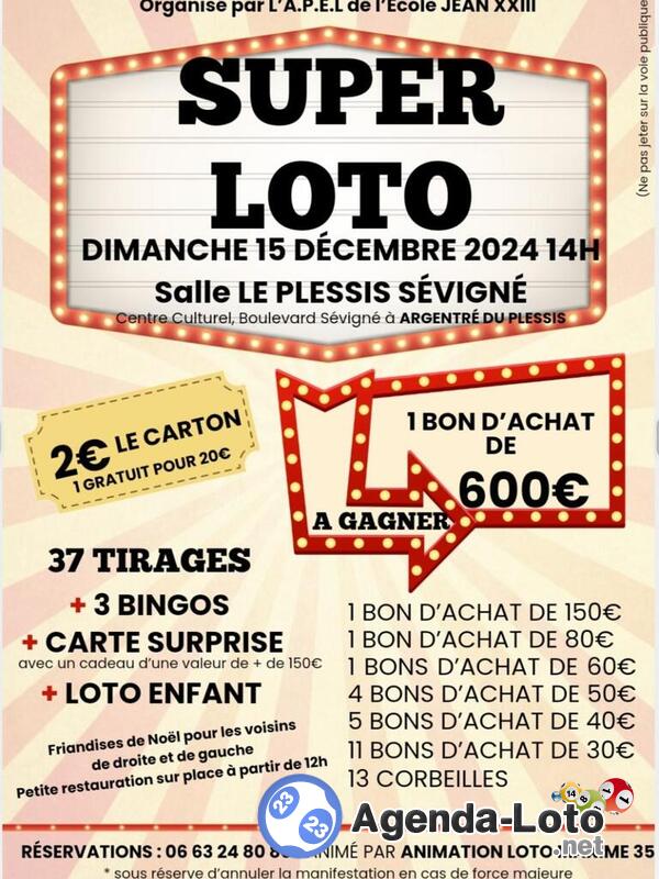 Super loto organisé par l'Apel Jean 23 de vitré