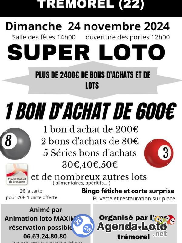 Super loto organisé par l'apel saint joseph de tremorel