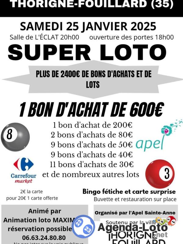 Super loto organisé par l'Apel Sainte-Anne