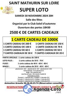 Photo du loto Super loto organisé par le Club soleil d'automne