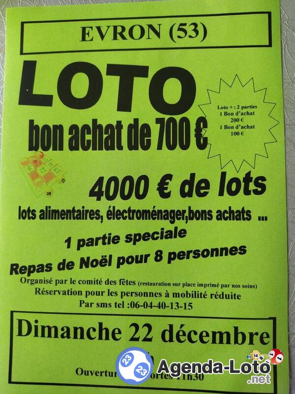 Super loto organisé par le comité des fêtes de st Christophe