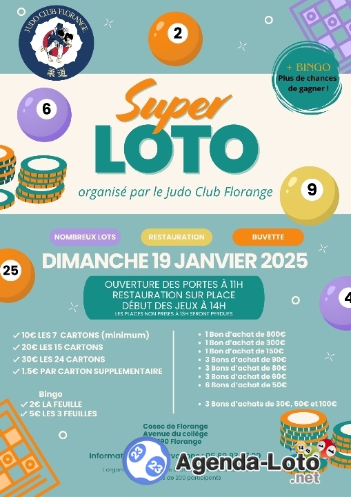 Super LOTO organisé par le JUDO CLUB DE FLORANGE