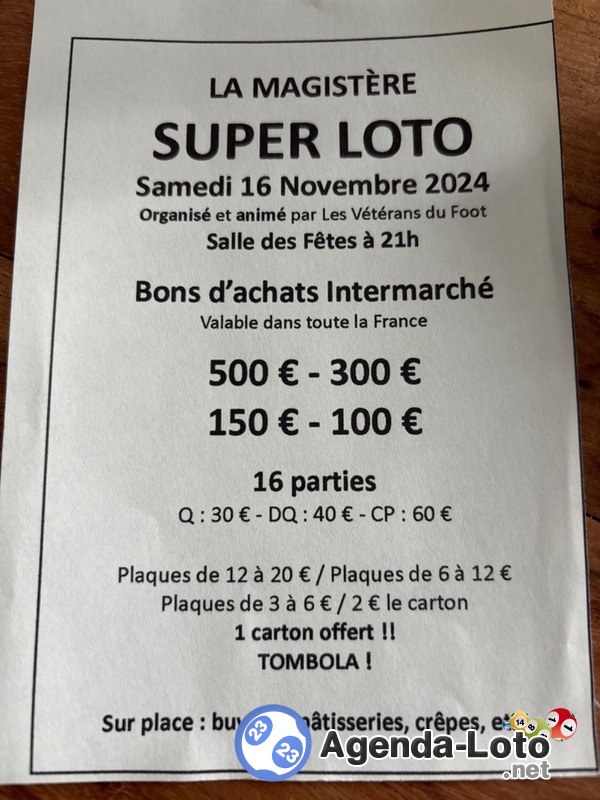 Super loto organisé par les vétérans foot