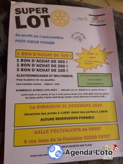 Photo du loto Super loto Rotary club saint quentin pastels 02100)