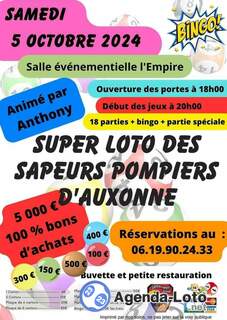 Photo du loto Super Loto des Sapeurs Pompiers d'Auxonne